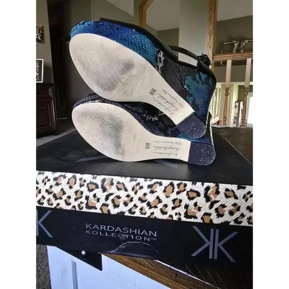 KARDASHIAN KOLLECTION PAPARAZZI Black HEEL SHOE ANIMAL PRINT Size 8 - Picture 6 of 8